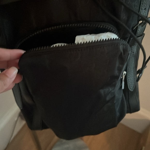 Gucci Authentic Blk GG Monogram Nylon Drawstring Backpack Leather Trim 510336 - Picture 13 of 16